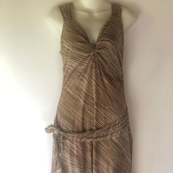 ANTHROPOLOGIE SWEET PEA BY STACI FRATI SLEEVELESS PRINTED MESH BODYCON DRESS L - Picture 5 of 8